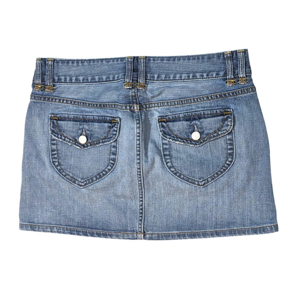 Y2K Vtg GAP Light Wash Denim Low Rise Mini Skirt Skater Punk Size 10 - Picture 2 of 8